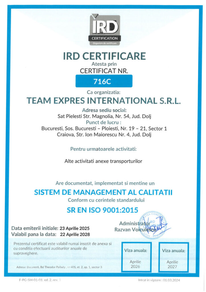 Certificat ISO 9001